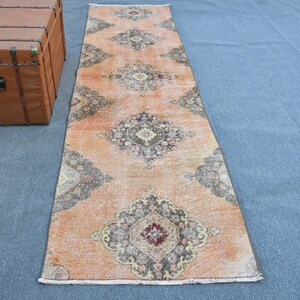 Runner Rug, Vintage Rug, Turkish Rug, Home Decor Carpet, 35x127 inches Orange Carpet, Wool Kitchen Carpet, Handmade Corridor Carpet,  11004