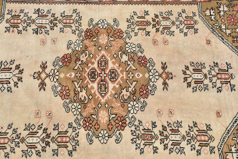 Oushak Rug 4.7x6.5 ft Antique Rug Turkish Rug Bathroom Rug Decor Rug Floral Rug,Area Rug 4762 Oriental Rug Vintage Rug Handmade Rug