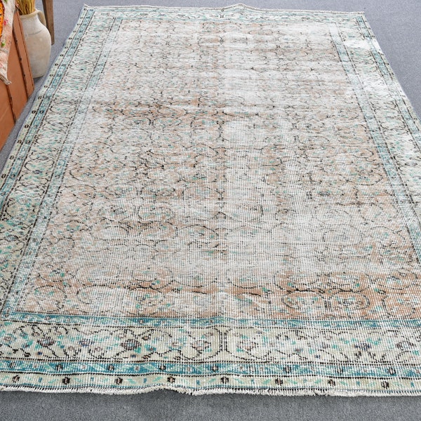 Vintage Rug, Turkish Rug, 6x8.7 ft Large Rug, Anatolian Rugs, Rugs For Bedroom, Brown Kitchen Rug, Faded Turkish Rug,  13048