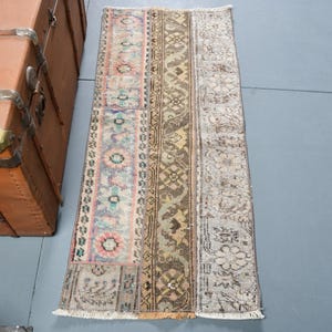 Vintage Turkish Rug Door Mat, 2x4ft, Colorful Floral Patterns, Intricate Design Home Decor