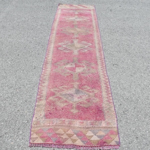 Turkish Rug, Vintage Rug, Herki Rug, Rugs For Area, 2.5x10.6 ft Area Rugs, Oushak Rug, , Beige Cool Rug, Handmade Indoor Rug