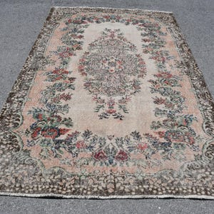 Vintage Turkish Rug, 6x9 ft, Anatolian Carpet, Handmade Floral Rug, Living Room Decor, Oriental Area Rug, Salon Decor