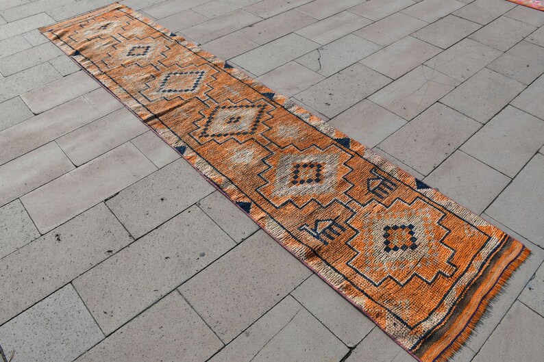 Vintage Rug Turkish Rug Handmade Rug 7495 Kitchen Rug Organic Wool Rug Oriental Rug Hallway Rug 2.4x11.4 ft Oushak Rug Runner Rug