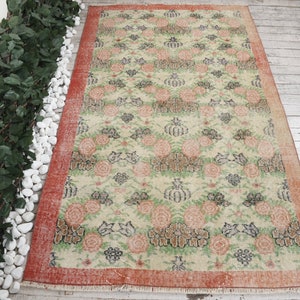 ヴィンテージ トルコ ラグ、107 x 211 cm、4 x 7 フィート