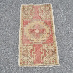 Vintage Turkish Door Mat, 2x3ft, Bohemian Rug, Geometric Patterns, Warm Tones, Rustic Home Decor, Ornamental Design, Unique Entryway Rug