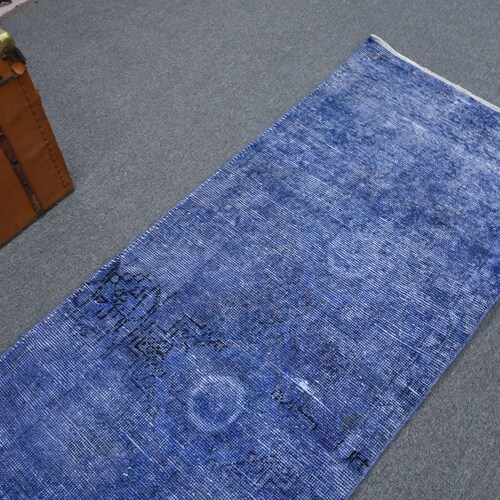 Runner Carpet, Vintage Rug, Turkish Rug, Oushak Rug, 31x113 inches Blue Rug, shops Anatolian Hallway Rugs, Tribal Kitchen Carpet, 11756