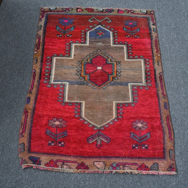 Rugs For Gift, 2.3x3.3 ft Small Rug, Turkey Nursery Rug, Antique Rugs, Turkish Rug, Vintage Rug, Red Antique Rugs, Outdoor Entry Rug