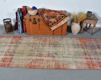 ランナーラグ　ヴィンテージラグ　トルコラグ 2.7x10.3フィートのランナーラグ、ヴィンテージラグ、トルコラグ、階段