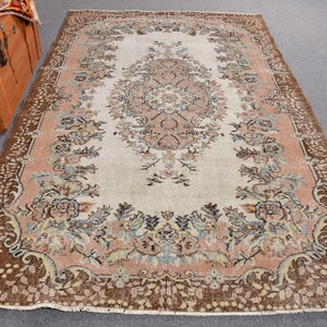 Vintage Rug, 6x10 ft Large Rug, Turkish Rug, Muted Anatolian Rugs, Rugs For Dining Room, 5.8x9.5 ft Beige Rug, Wool Rug, Large Vintage Rug,
