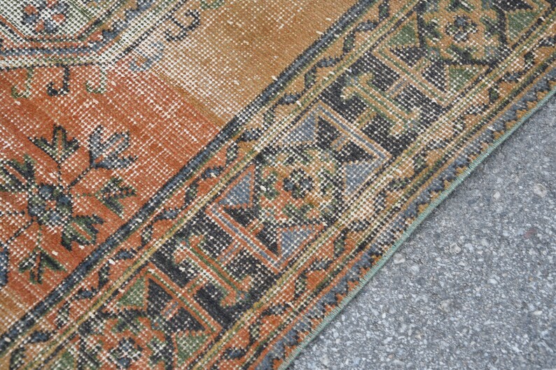 Anatolian Rug Decorative Rug Geometric Rug Faded Rug Vintage Rug Antique Rug Turkish Rug 8007 Oriental Rug 4.6x11.4 ft Oushak Rug
