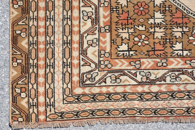 Oushak Rug 4.7x6.5 ft Antique Rug Turkish Rug Bathroom Rug Decor Rug Floral Rug,Area Rug 4762 Oriental Rug Vintage Rug Handmade Rug