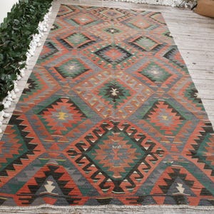 Turkish Kilim, Geometric Kilim, 5x10 ft, Handmade Kilim, Anatolian Kilim, Organic Kilim, Aztec Kilim, Vintage Kilim, Ethnic Kilim