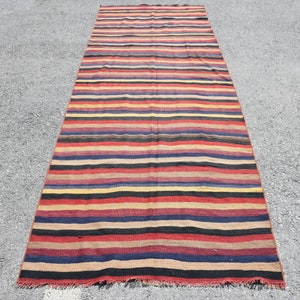 Runner Kilim, Turkish Kilim, 3.6x10.5 ft, Oriental Kilim, Kitchen Kilim, Striped Kilim, Organic Kilim, Handmade Kilim, Vintage Kilim,  6086