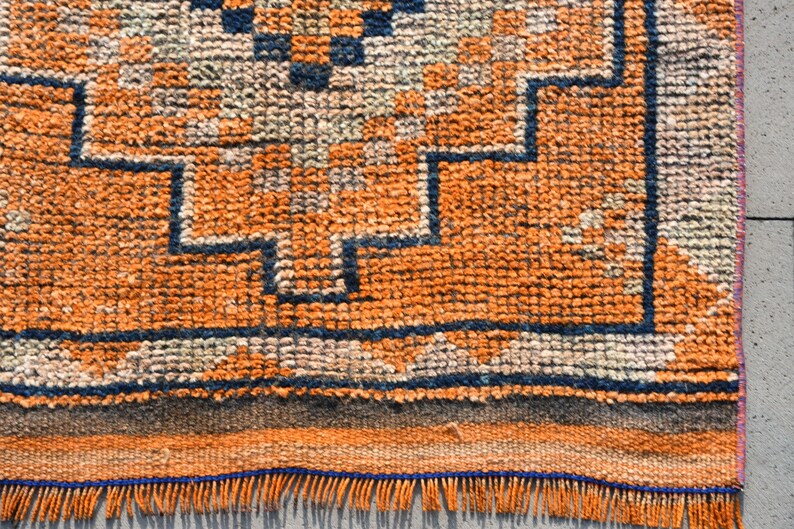 Vintage Rug Turkish Rug Handmade Rug 7495 Kitchen Rug Organic Wool Rug Oriental Rug Hallway Rug 2.4x11.4 ft Oushak Rug Runner Rug
