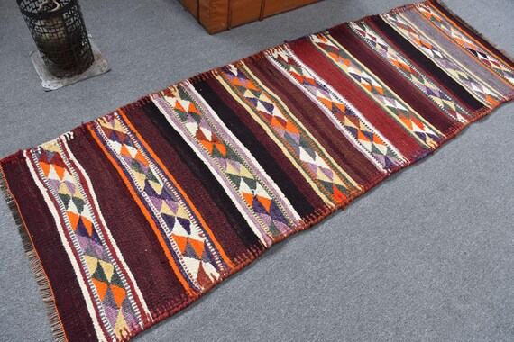 Turkish Rug, Vintage Rug, Runner Rug, Herki Rug, Stair Rug, 34x97