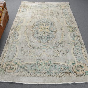 6x9 ft Vintage Turkish Rug, Anatolian Carpet, Handwoven 169x282cm, Boho Area Rug, Pastel Floral Design, Shabby Chic Decor, Antique Wool Rug