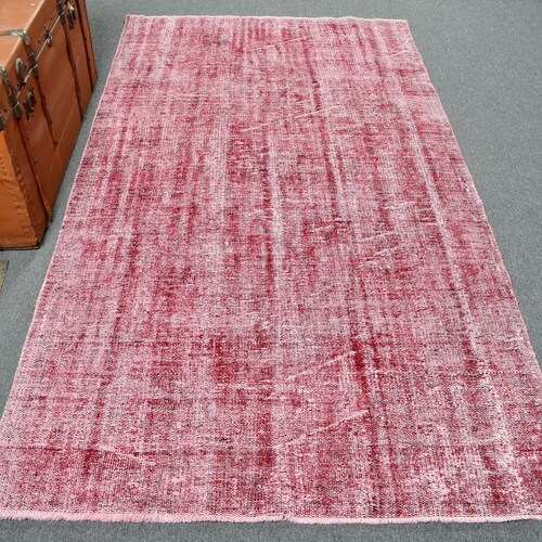 4.2x7.4 ft Area Rugs, Turkish Rug, shops Vintage Rug, Antique Rugs, Rugs For Living Room, Red Overdyed Rugs, Turkish Area Rug,