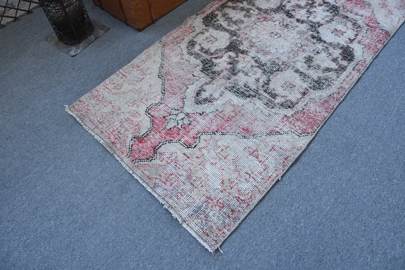 Accent Carpet, Turkish Rug, Vintage Rug, Oushak Rug, 40x87 Inches Red