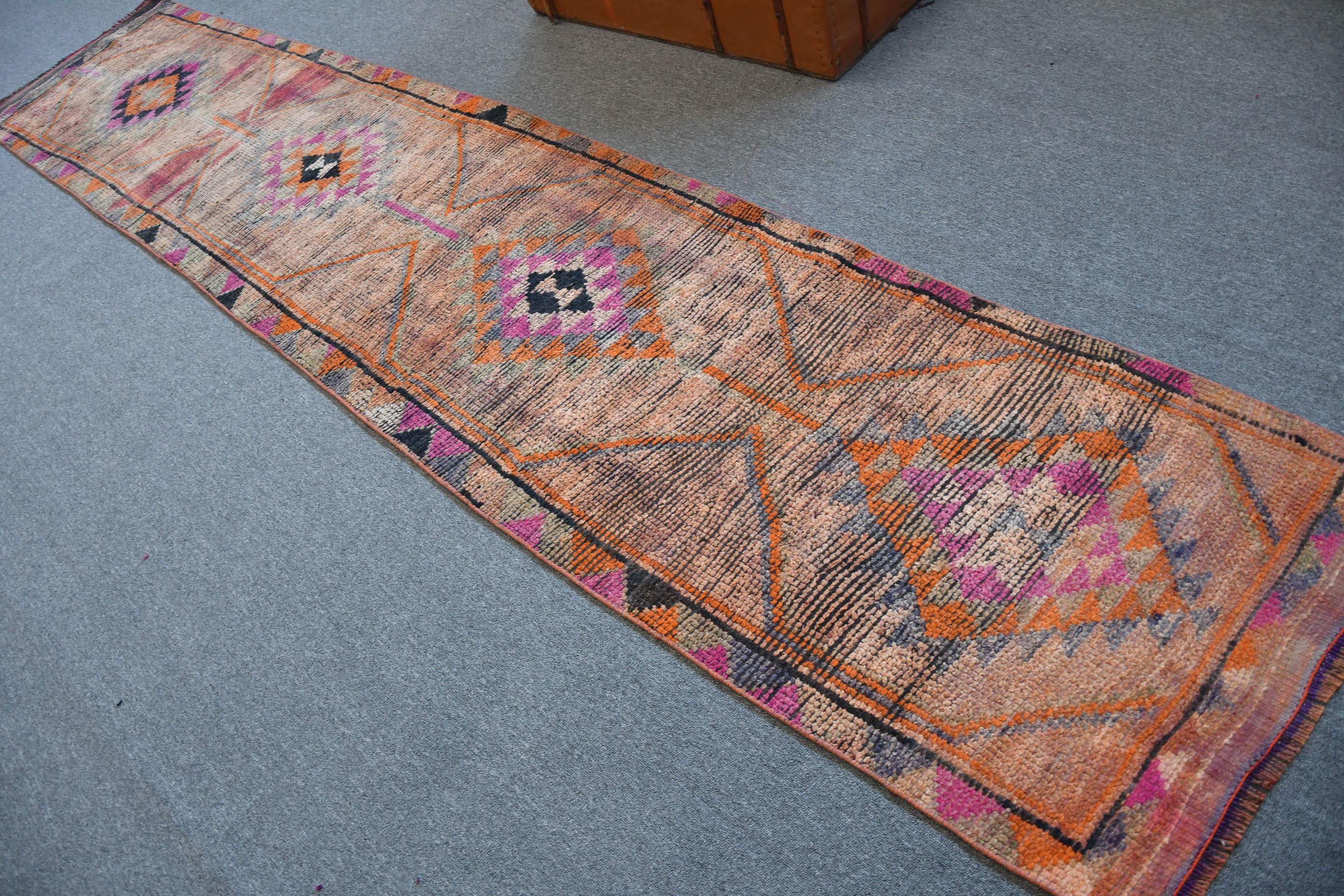 カフェオレベージュ54×220ブラウン　超ロングランナー　トルコヴィンテージラグ カフェオレベージュ54×220ブラウン 超ロングランナー トルコ