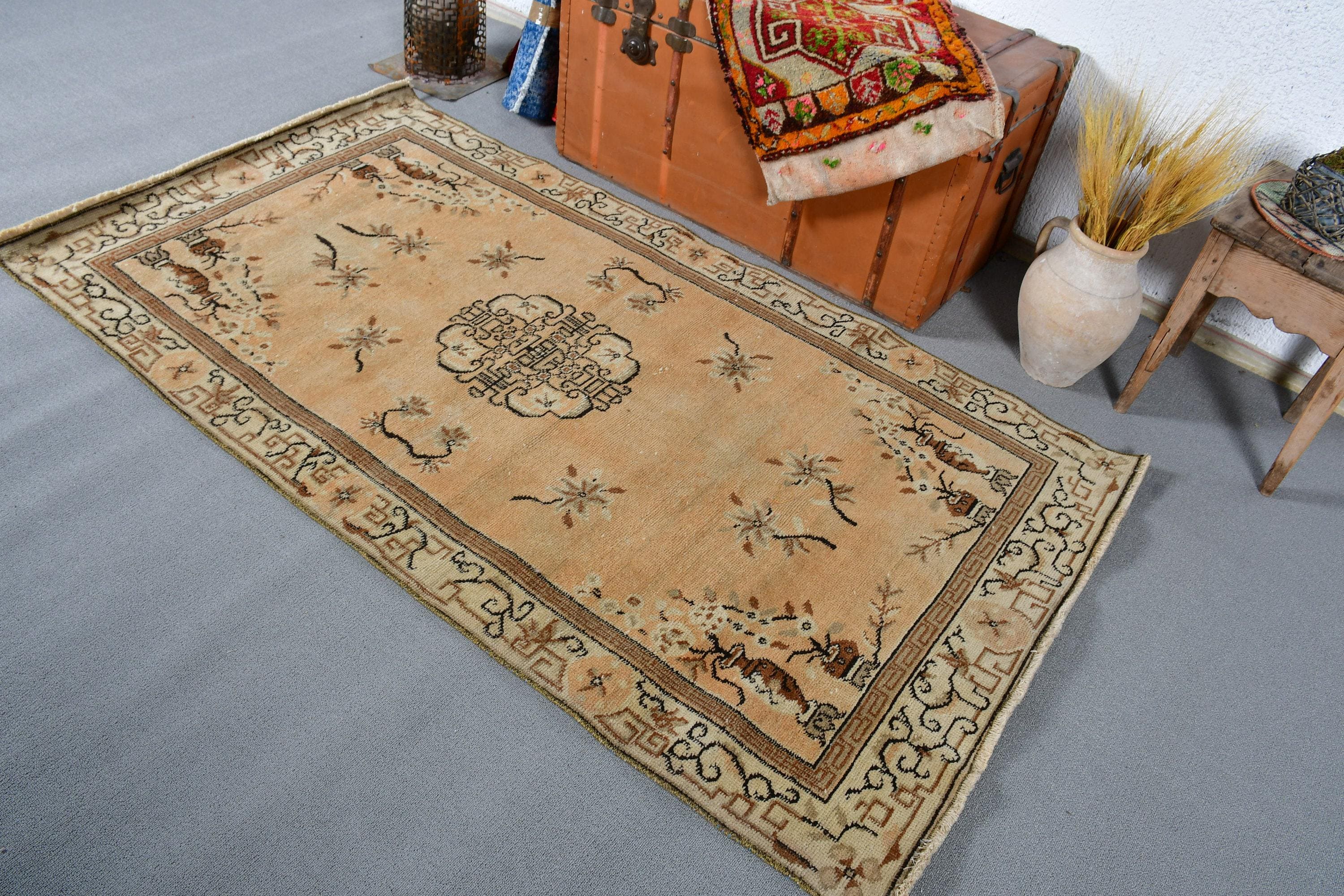 48x88cm トルコ絨毯ヴィンテージ ラグアナトリアの手織りアンティーク絨毯 48cmx88cm トルコ絨毯ヴィンテージ ラグアナトリアの手織り