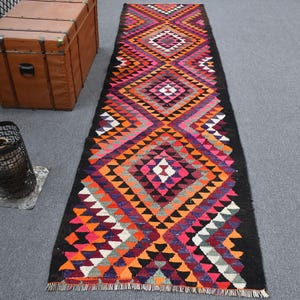 Alfombra de corredor, alfombra turca, alfombra Herki, alfombra vintage, alfombra antigua, alfombra naranja de 36 x 133 pulgadas, alfombra de oficina, alfombras de cocina, 11240