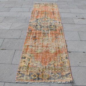 Turkish Rug, Vintage Rug, 2.5x9.1 ft, Oushak Rug,  1277