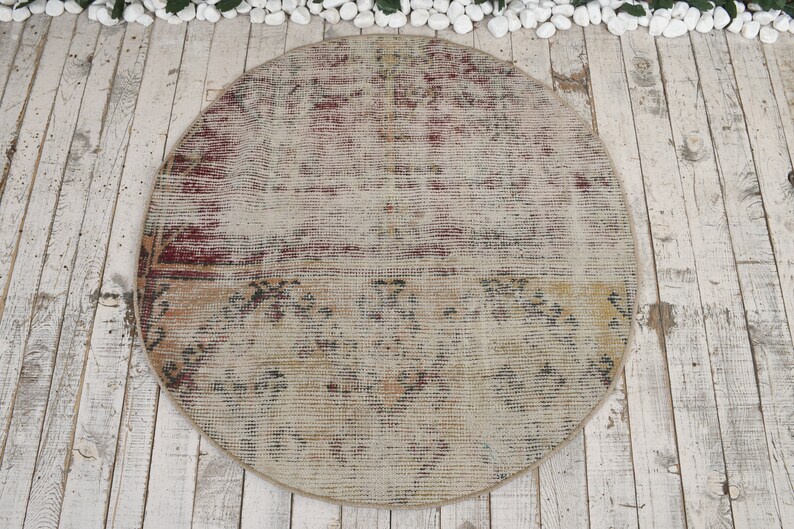 Round Rug Small RugTurkish Rug 3.3x3.3 ft Anatolian Rug Etsy