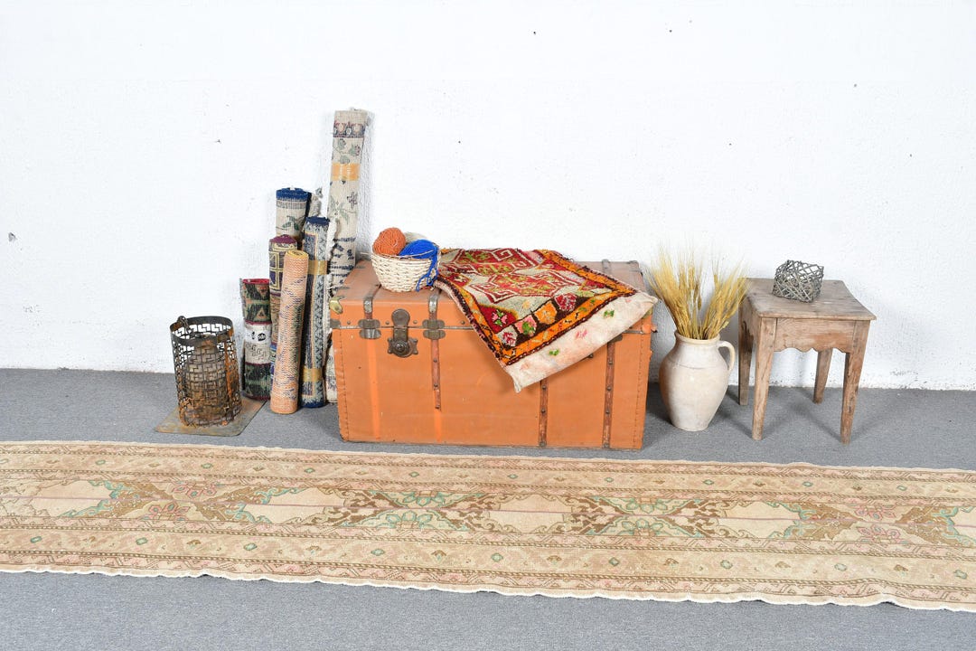 ヴィンテージ トルコ ラグ ランナー 70 x 371 cm、ハンドメイド ウール