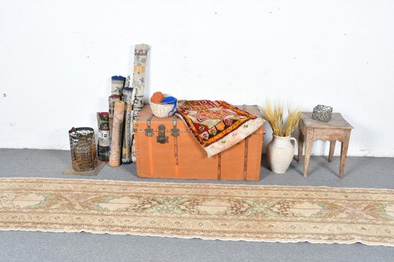 ヴィンテージ トルコ ラグ ランナー 70 x 371 cm、ハンドメイド ウール