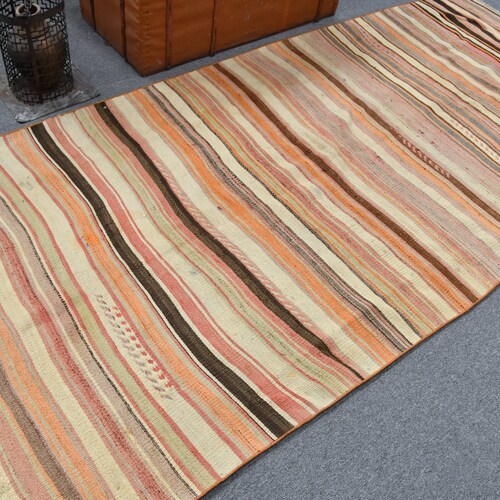 Turkish Kilim, Area Kilim, Vintage Kilim, Oushak Kilim, 50x110 inches Orange Kilim, Turkey Kilim, Bedroom Kilim, shops 11607