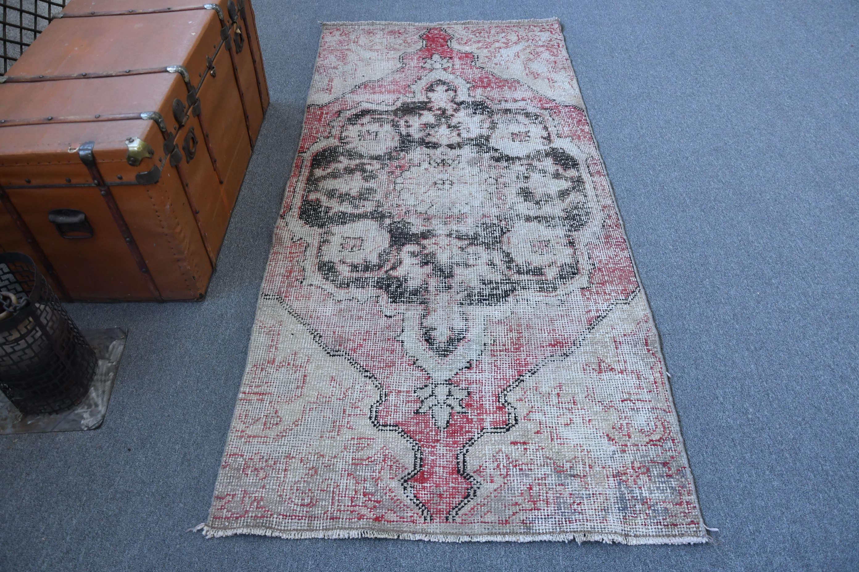 ヴィンテージ トルコ アクセント ラグ、3 x 7 フィート、アンティーク