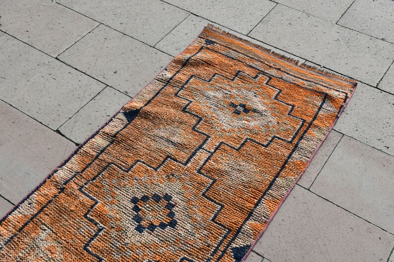 Vintage Rug Turkish Rug Handmade Rug 7495 Kitchen Rug Organic Wool Rug Oriental Rug Hallway Rug 2.4x11.4 ft Oushak Rug Runner Rug