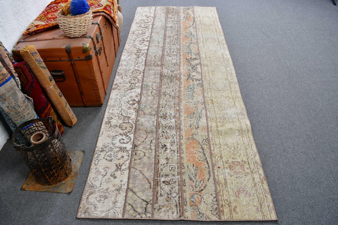 ヴィンテージラグ、パッチワークラグ、トルコラグ、3.3 x 9フィートの