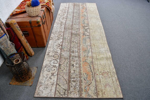 ヴィンテージラグ、パッチワークラグ、トルコラグ、3.3 x 9フィートの