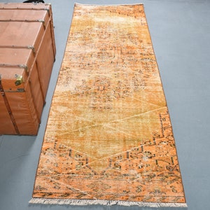Turkish Rug, Runner Carpet, Vintage Rug, Home Decor Carpet, 34x99 inches Green Carpet, Office Rug, Hallway Rug, Wool Kitchen Carpet,  10913