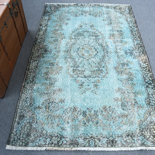 Area Carpet, Vintage Rug, shops Turkish Rug, Oushak Rug, 47x76 inches Blue Carpet, Office Rug, Bedroom Rug, Outdoor Rug, Indoor Rug, 11881