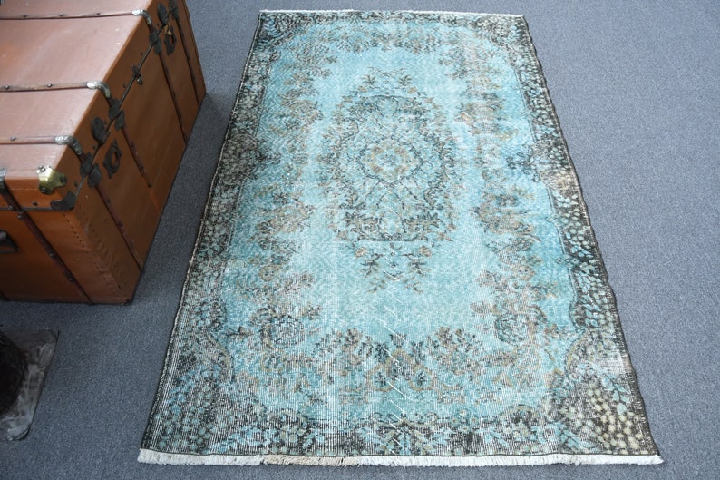 Area Carpet, Vintage Rug, shops Turkish Rug, Oushak Rug, 47x76 inches Blue Carpet, Office Rug, Bedroom Rug, Outdoor Rug, Indoor Rug, 11881
