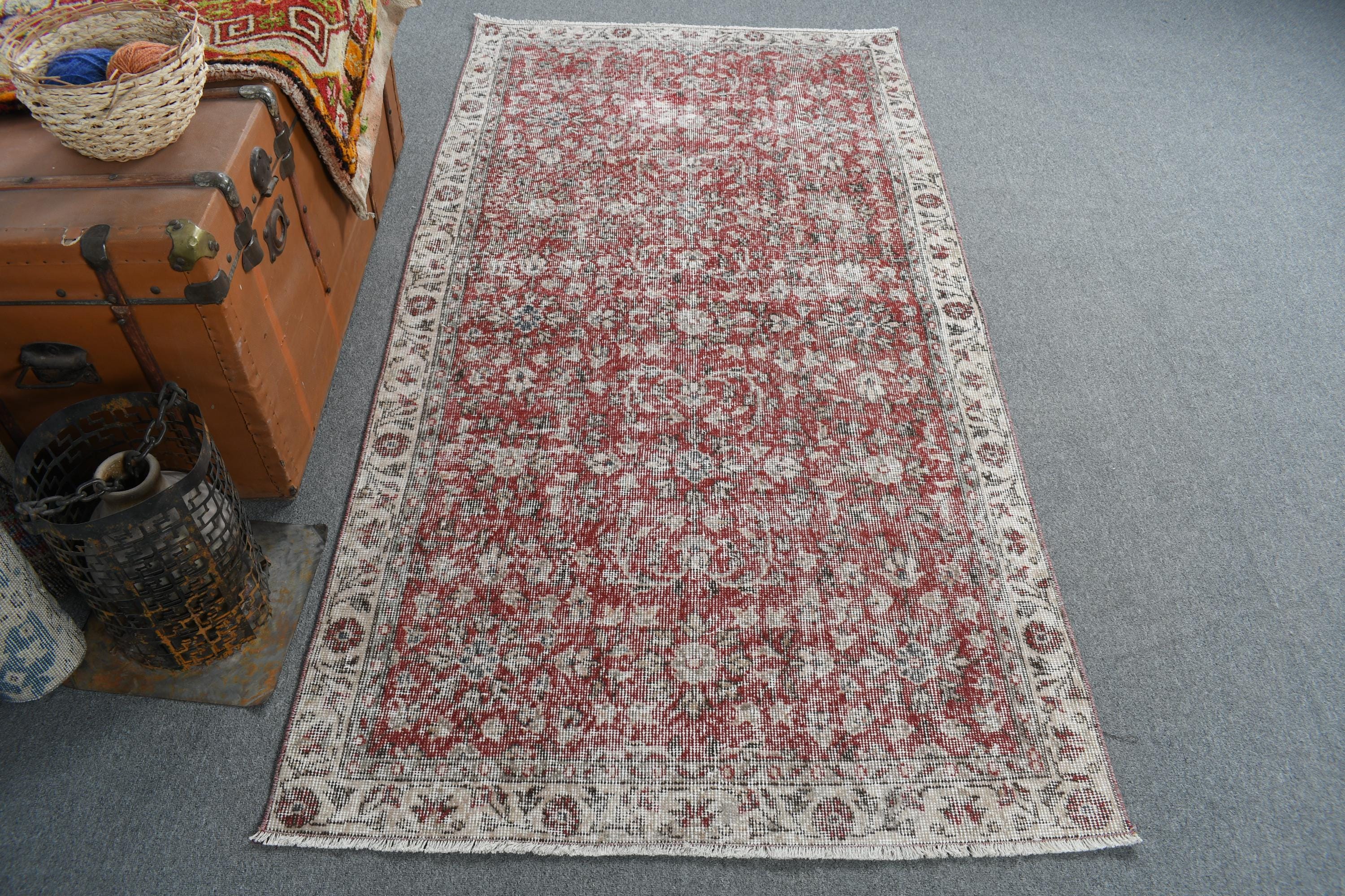Vintage Rug, Turkish Rug, 3x7 Accent Rug, Anatolian Rug, Rugs for