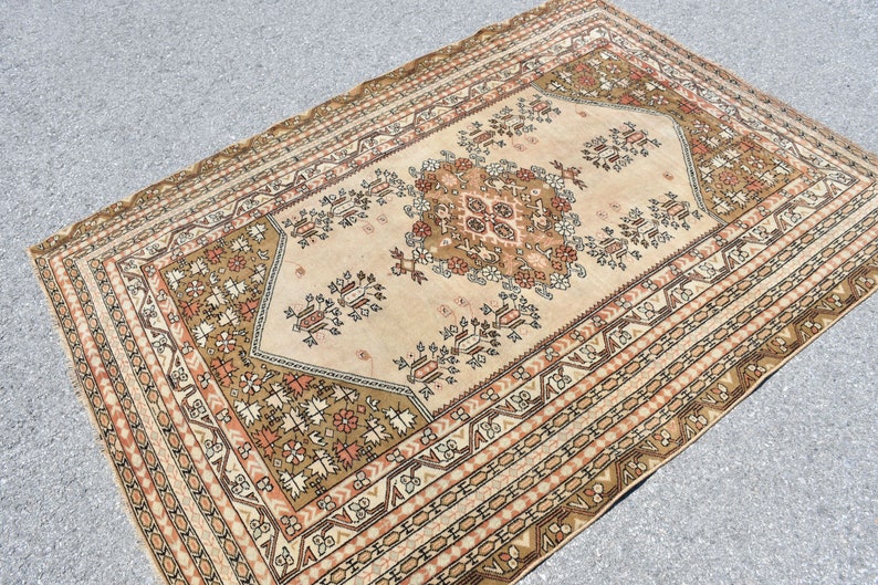 Oushak Rug 4.7x6.5 ft Antique Rug Turkish Rug Bathroom Rug Decor Rug Floral Rug,Area Rug 4762 Oriental Rug Vintage Rug Handmade Rug