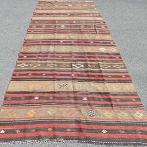 Runner Kilim, Turkish Kilim, 4.7x13 ft, Oriental Kilim,Hallway Kilim, Anatolian Kilim, Organic Kilim, Handmade Kilim, Vintage Kilim, 6033