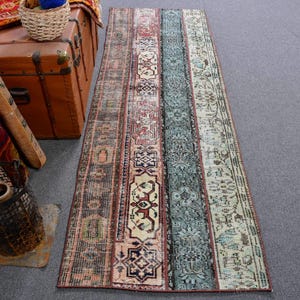 Turkish Rug, Anatolian Rugs, Green Antique Rugs, 2.6x7.8 ft Accent Rug, , Patchwork Rug, Rugs For Nursery, Vintage Rug, Organic Kitchen Rug