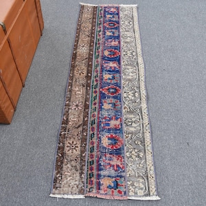 Vintage Turkish Runner Rug, Handwoven Antique Carpet, 2x6ft Hallway Rug, Boho Decor, Multicolor Tribal Design, Turkish Floor Runner