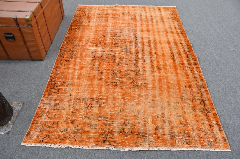 Turkish Rug, Vintage Rug, Area shops Carpet, Home Decor Rug, 58x86 inches Orange Rug, Handwoven Bedroom Rug, Office Rug, Indoor Rug, 11338