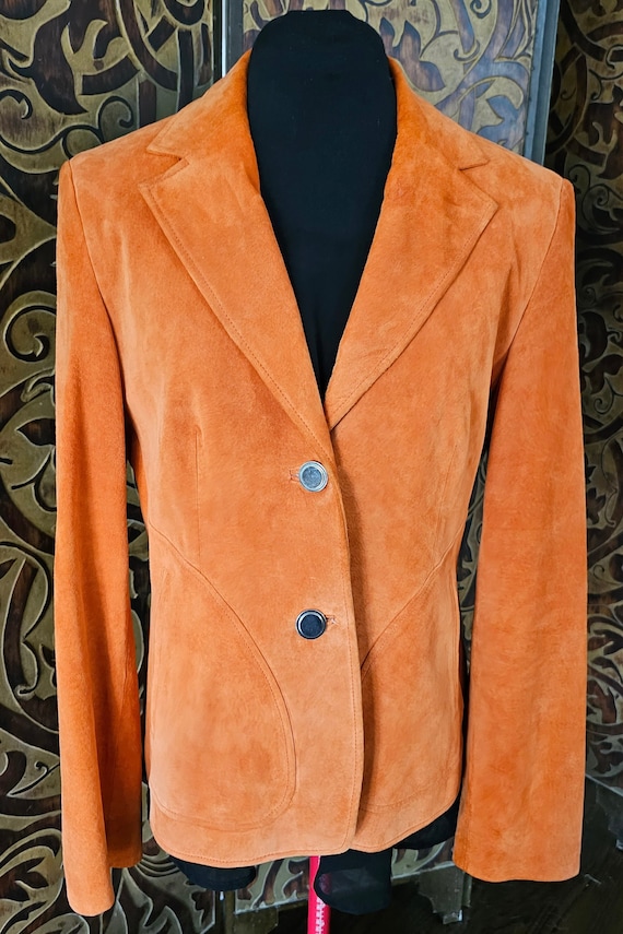 Vintage woman’s leather suede orange jacket Betty… - image 1