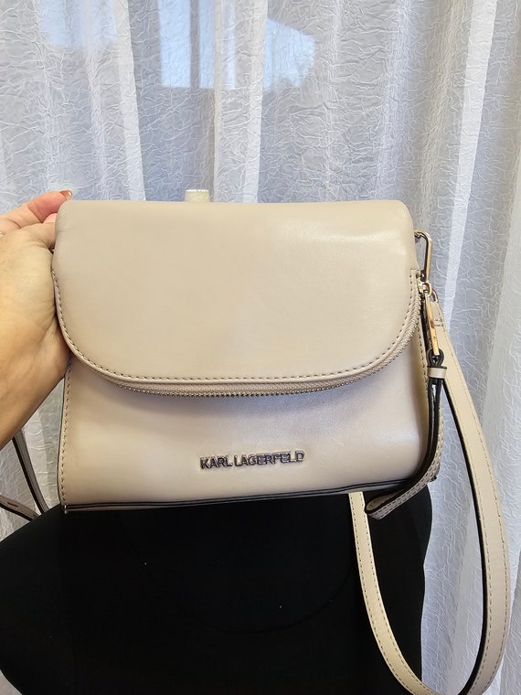 Vintage crossbody purse genuine leather beige autenth… Gem