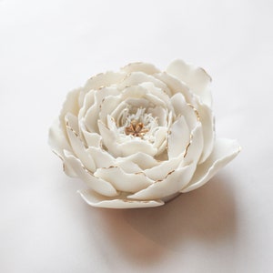 Porcelain Peony with 24k gold accents for table decoration Ready to ship