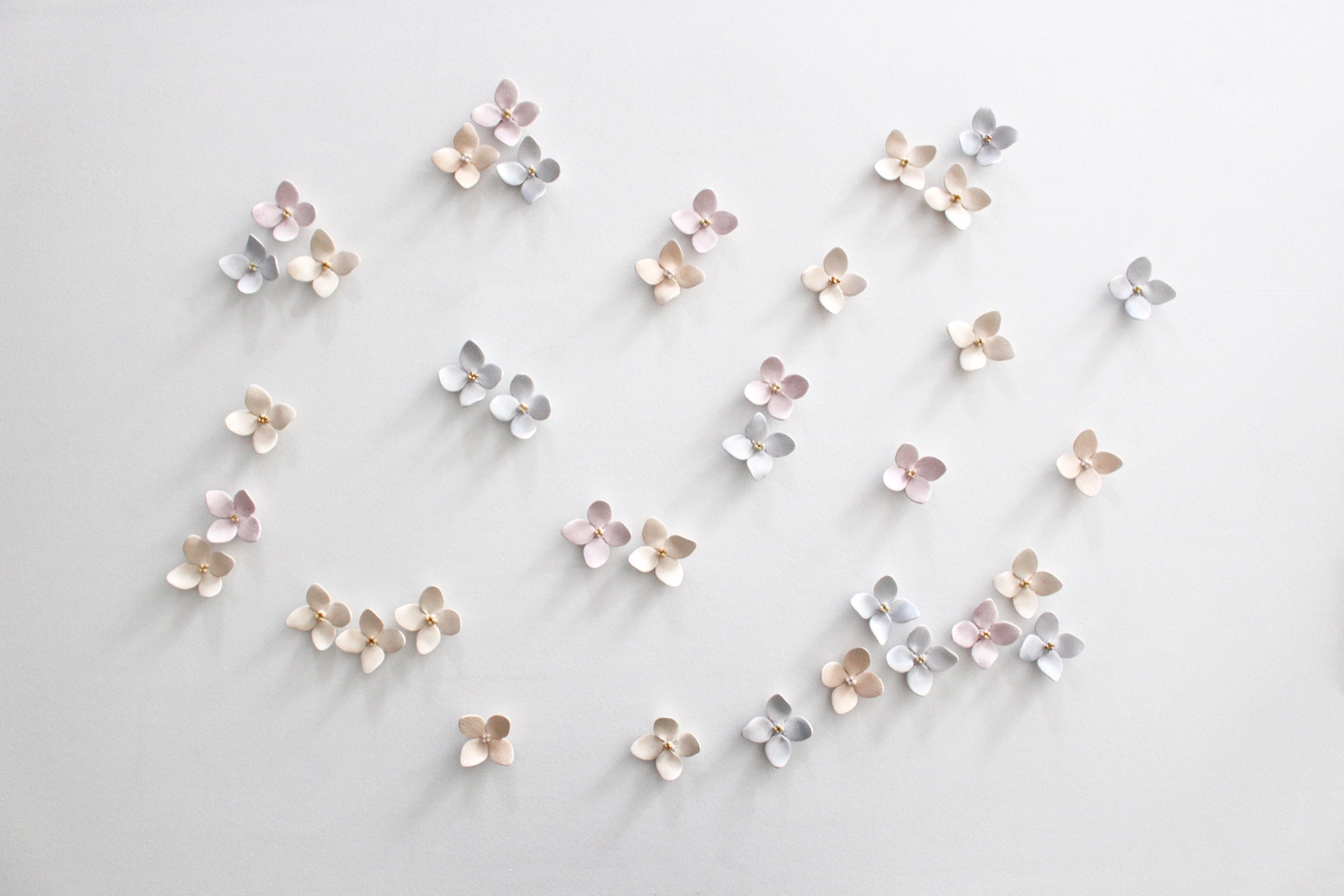 Décor Mural de 37 Hortensias Multicouleurs Pastels Pour Décoration La Maison