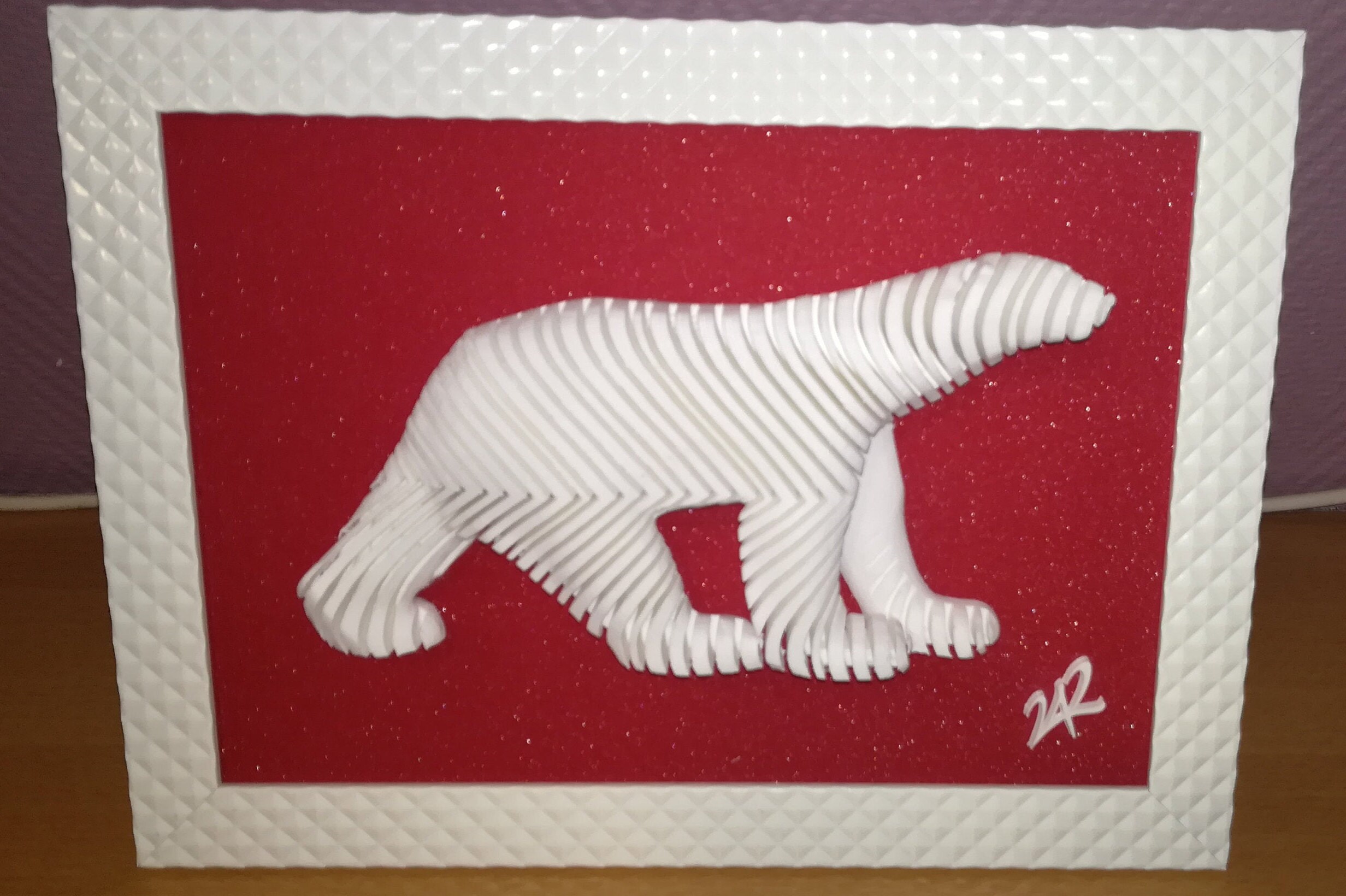 Cadre Ours Polaire Style Animaliste Pompon Moderne