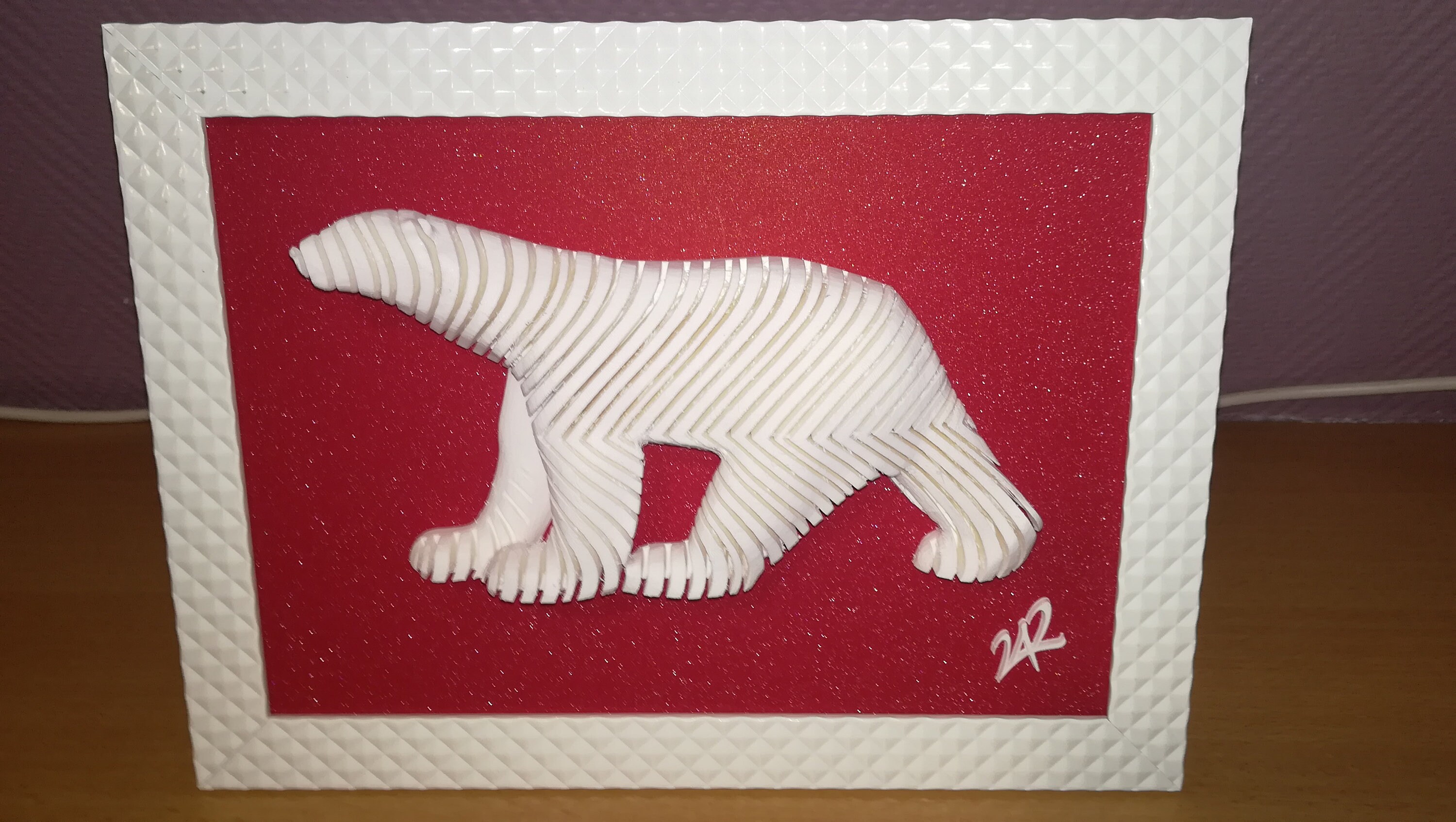 Cadre Ours Polaire Style Animaliste Pompon Moderne