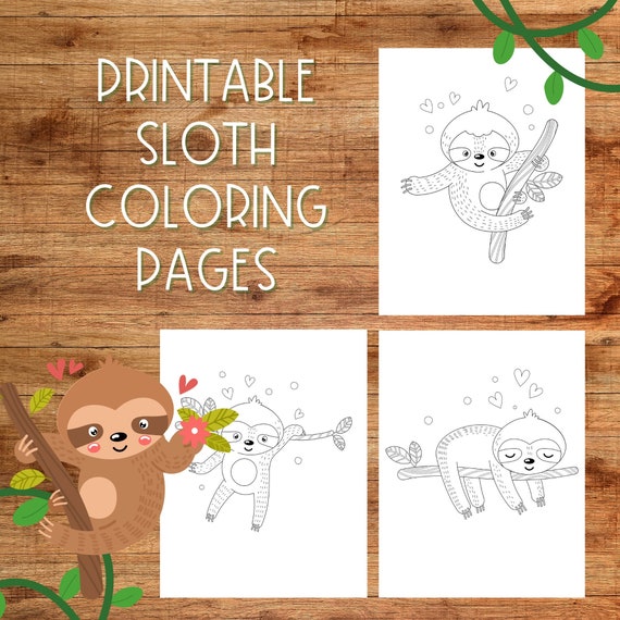 Sloth Coloring Sheets Printable PDF Instant Download | Etsy